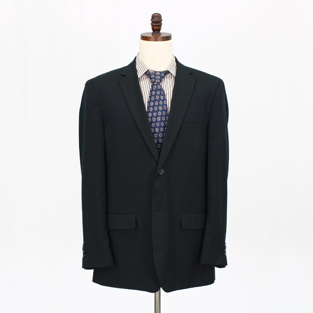 J. Ferrar 44L Black Solid 2-Button Sport Coat Blazer Jacket G292